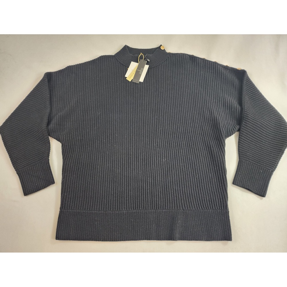 Elie Tahari women sweater TH35311 black high neck viscose blend sz M $98